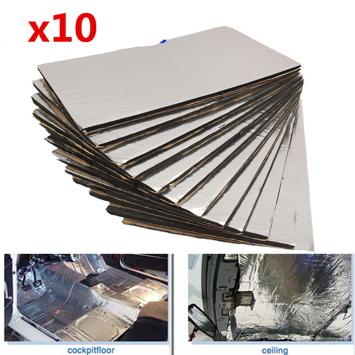 10Sheets 50x30CM Car Heat Insulation Deadening Sound Foam Deadener - salelink.co.nz