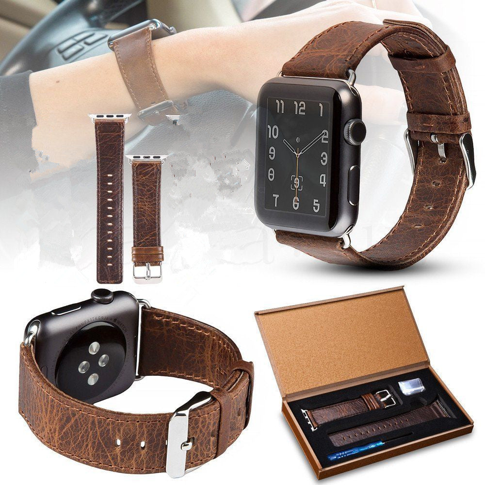 42mm 44mm 45mm 46mm(Series 10) 49mm Genuine Leather Wrist Band Strap For Apple Watch - salelink.co.nz