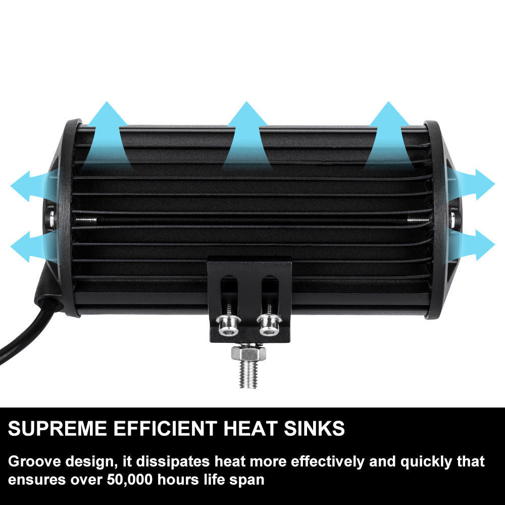 Pair 7inch Led Work Light Bar Spot Flood Offroad Driving 4wd 4x4 Reverse