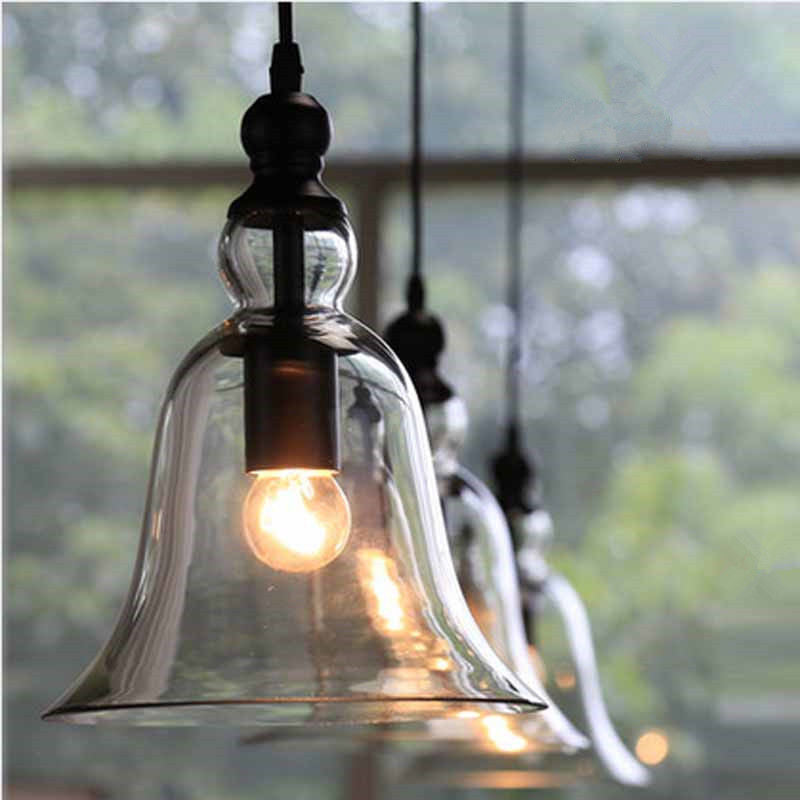 Glass Bell Pendant Hanging Light Lamp Vintage - salelink.co.nz