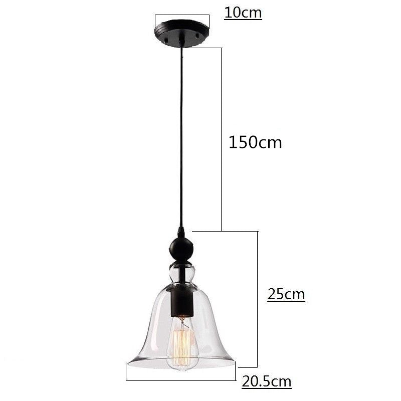 Glass Bell Pendant Hanging Light Lamp Vintage - salelink.co.nz