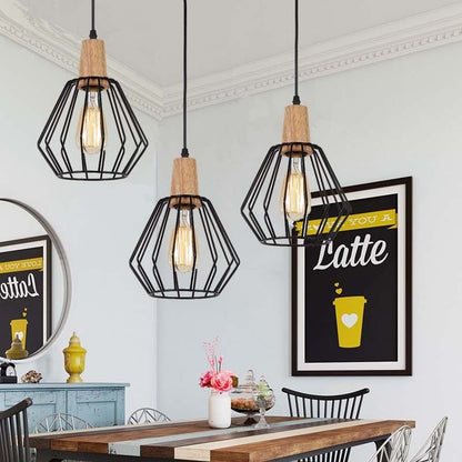 Wood Pendant Light Modern Ceiling Lights Black Lamp Pendant Lighting