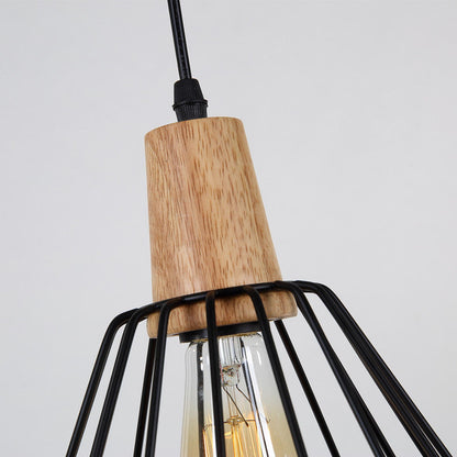 Wood Pendant Light Modern Ceiling Lights Black Lamp Pendant Lighting