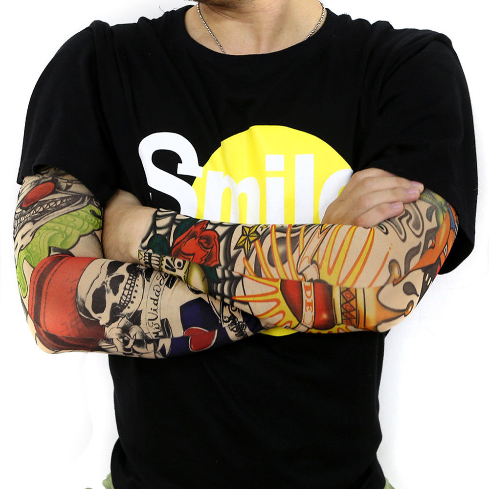 Pack of 6 Arm Sleeve Stretch Costume Fake Tattoo Stocking
