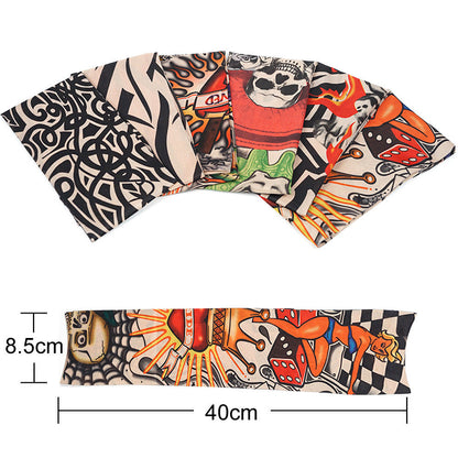 Pack of 6 Arm Sleeve Stretch Costume Fake Tattoo Stocking