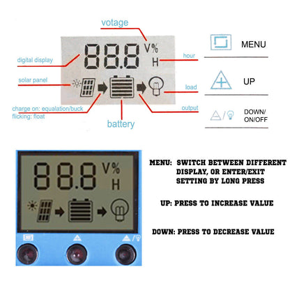 30A 12V/24V LCD DISPLAY PWM SOLAR PANEL REGULATOR CHARGE CONTROLLER & TIMER
