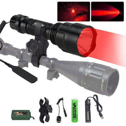Tactical Red Flashlight Hunting Torch Light Camping Lamp Scope - salelink.co.nz