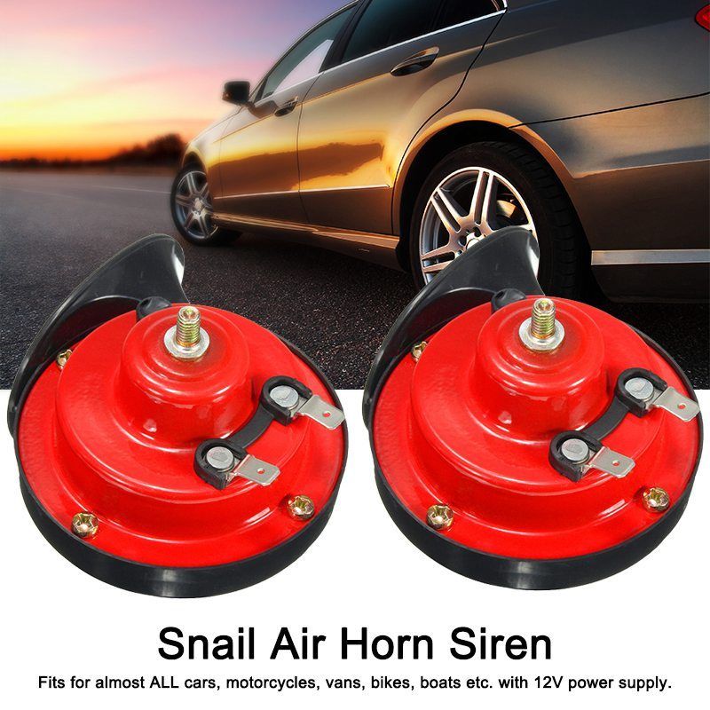 Pair 12V Loud Single Tone Snail Air Horns Set Siren