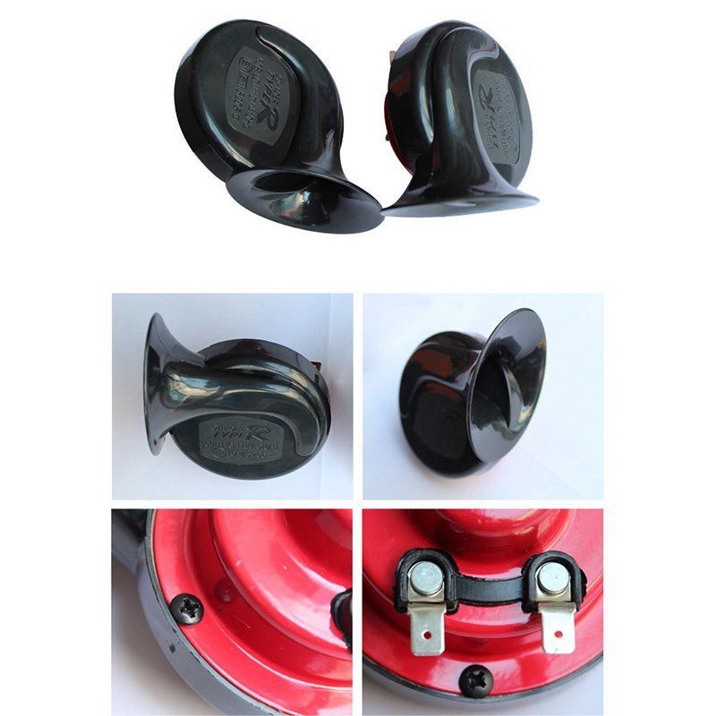 Pair 12V Loud Single Tone Snail Air Horns Set Siren