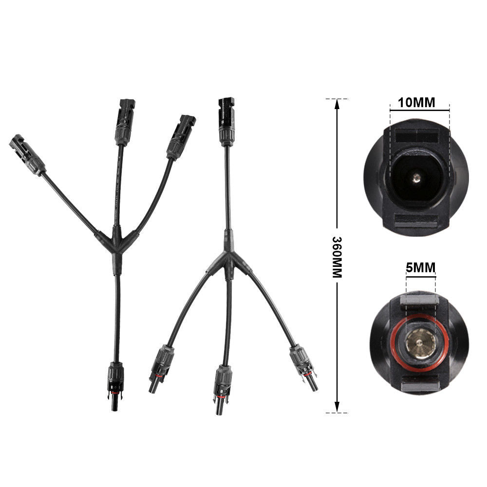 MC4 3 into 1 Connector Cable Pair, PV Solar Panel Connectors - salelink.co.nz