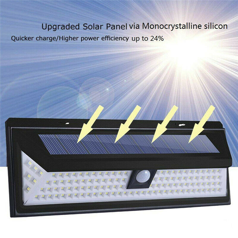 118 LED Solar Power PIR Motion Sensor Wall Light Outdoor Garden Lamp Waterproof - salelink.co.nz