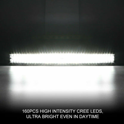 23inch CREE LED Light Bar Tri Row Combo + 23'' Number Plate Frame Mount Bracket