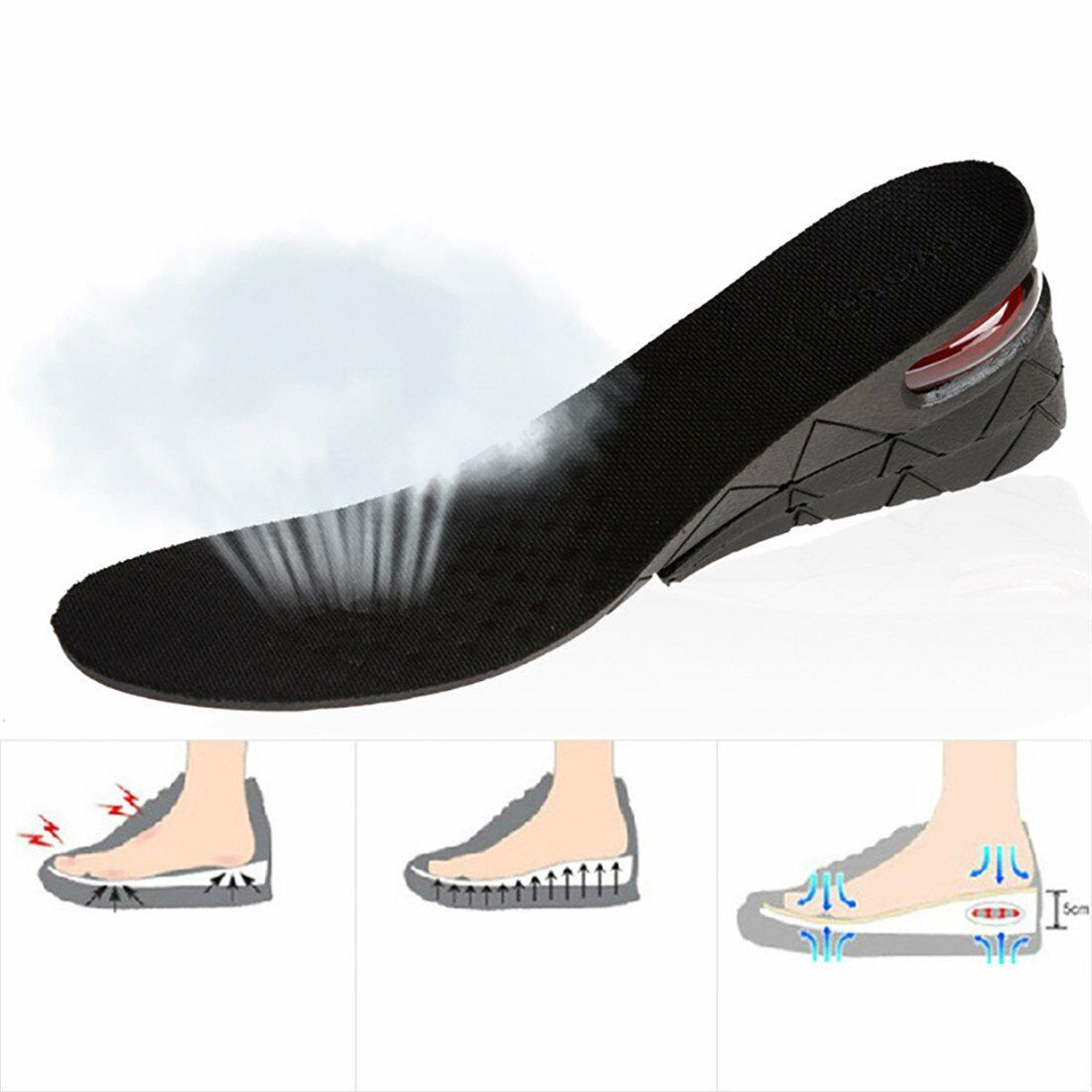Four Layer 9CM Shoe Lift Height Increase Insoles Foam Pads Heel Insert Taller - salelink.co.nz