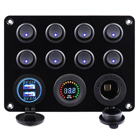 8 Gang Car Auto LED Rocker Switch Panel