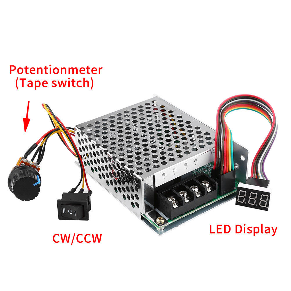 DC10V-55V 12V 24V 48V 60A PWM Motor Speed Controller CW CCW Reversible Switch - salelink.co.nz