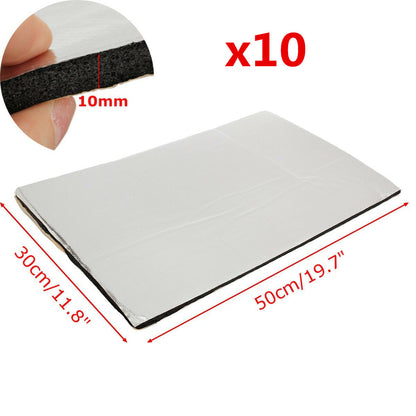 10Sheets 50x30CM Car Heat Insulation Deadening Sound Foam Deadener - salelink.co.nz