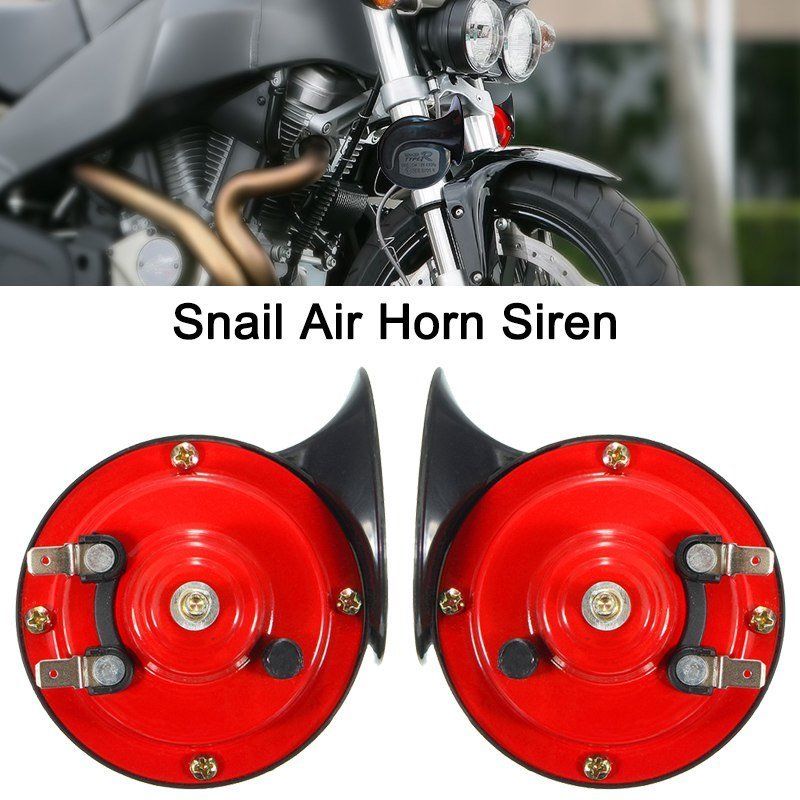 Pair 12V Loud Single Tone Snail Air Horns Set Siren
