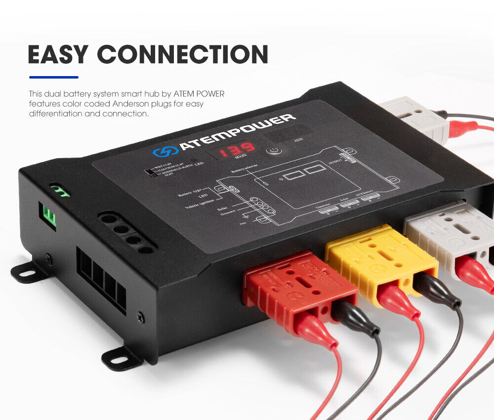 ATEM POWER Smart Hub Dual Battery System Fit DC to DC Chargers