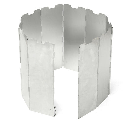 10 plates Fold Camping Cooker BBQ Gas Stove Wind Shield Screen Foldable Outdoor - salelink.co.nz
