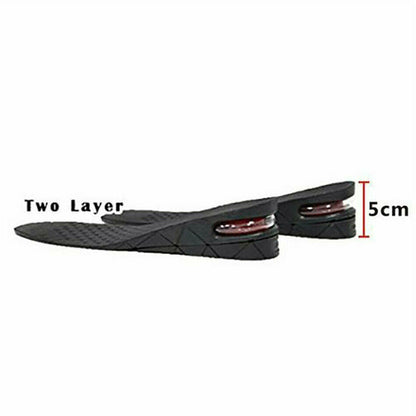 Two Layer 5cm Men Lady Shoe Lift Height Increase Insoles Memory Foam Pads Heel Insert Taller
