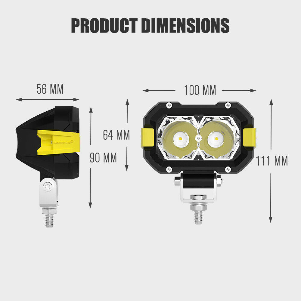 Pair 4inch Osram LED Work Light Bar Pods Fog Driving Lamp Reverse 4x4