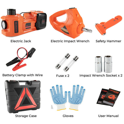 5Ton 12V Car Electric Hydraulic Floor Jack Lift + Impact Wrench Kit Box 3 in 1 - salelink.co.nz