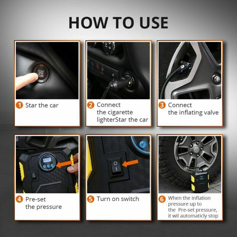 Car Air Compressor Digital Tire Inflator Auto Tyre Pump DC 12V 100PSI