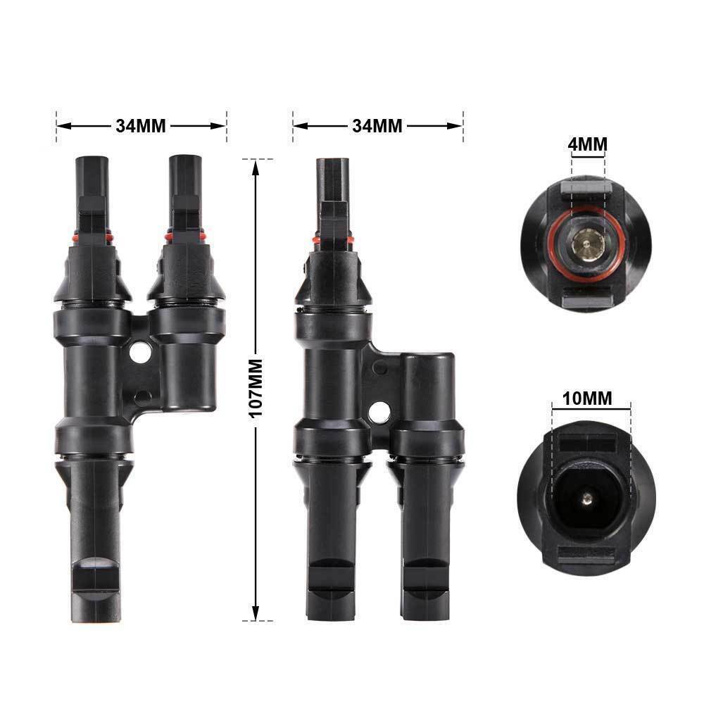 2 To 1 T Branch Cable Connectors Solar Panel PV Connector Male and Female