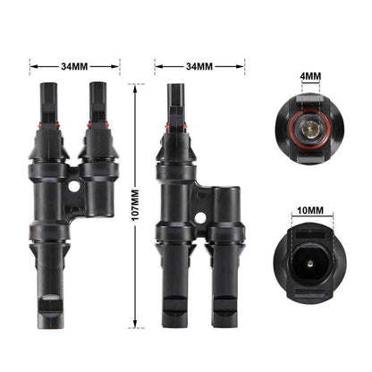 2 To 1 T Branch Cable Connectors Solar Panel PV Connector Male and Female