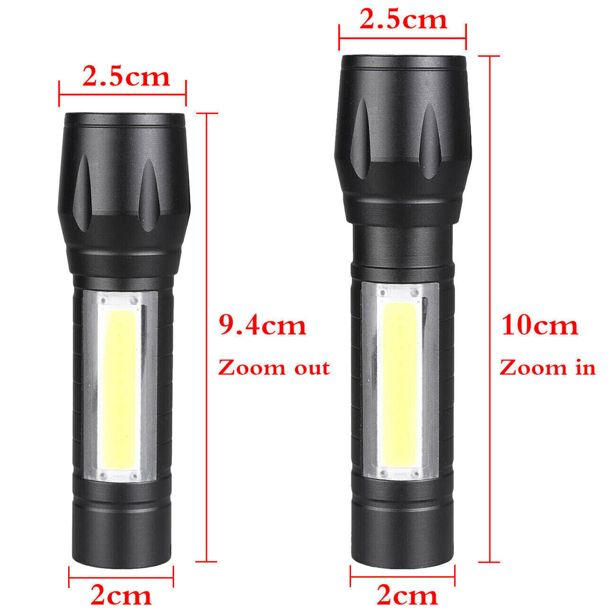 COB LED Mini Flashlight Torch Zoom - salelink.co.nz