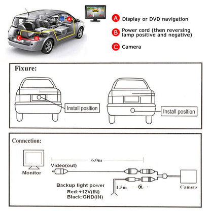 4.3" Monitor Car Reverse Camera Kit Rear View