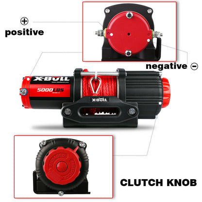 X-BULL 5000LBS/2268KGS Electric Winch Synthetic Rope Wireless Roof Rack UTV 12V