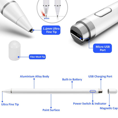 Digital Active Stylus Pen Pencil For Apple iPad Touchscreen Fine Tip 1.4mm New