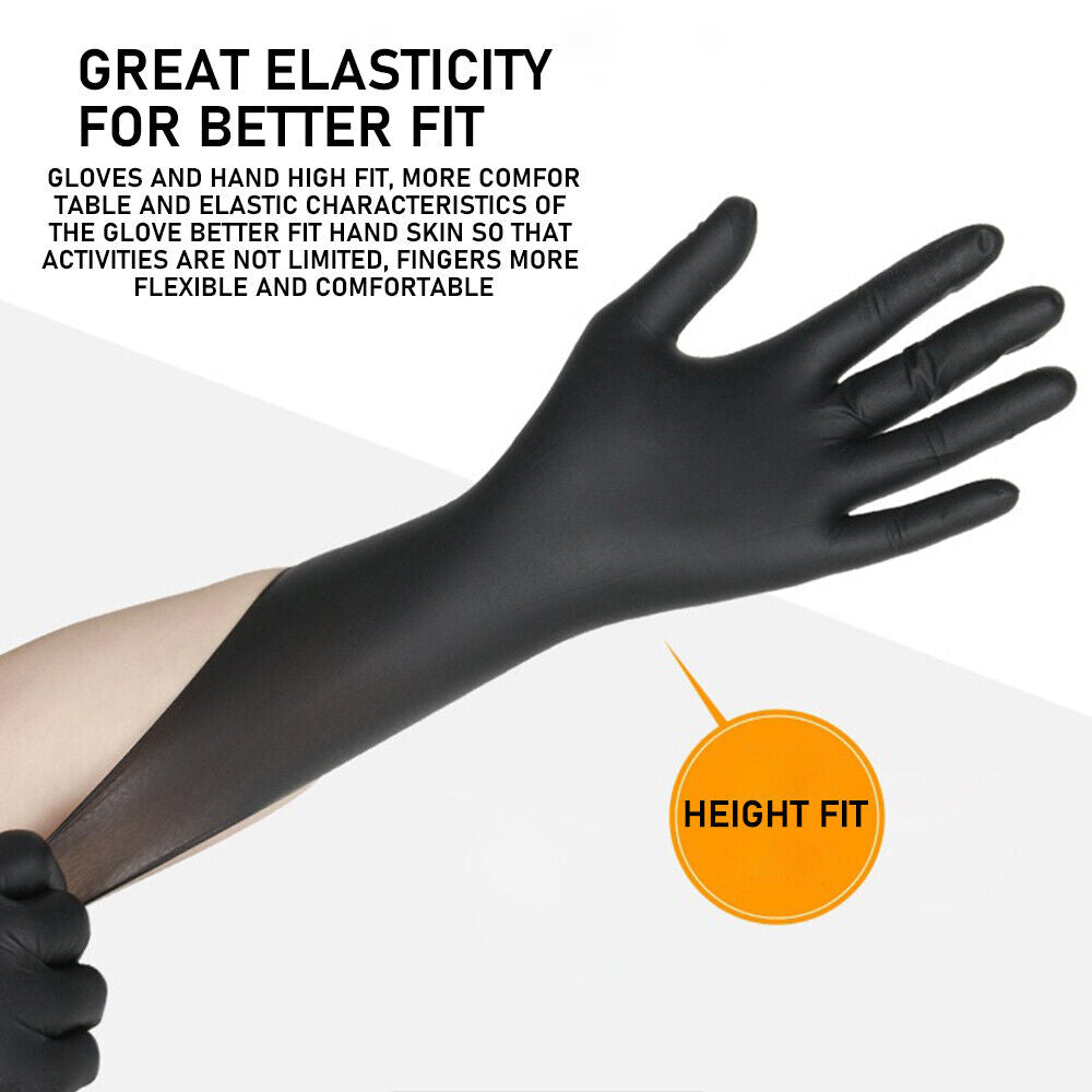 100x Disposable Nitrile Gloves Latex Powder Free Black Large - salelink.co.nz