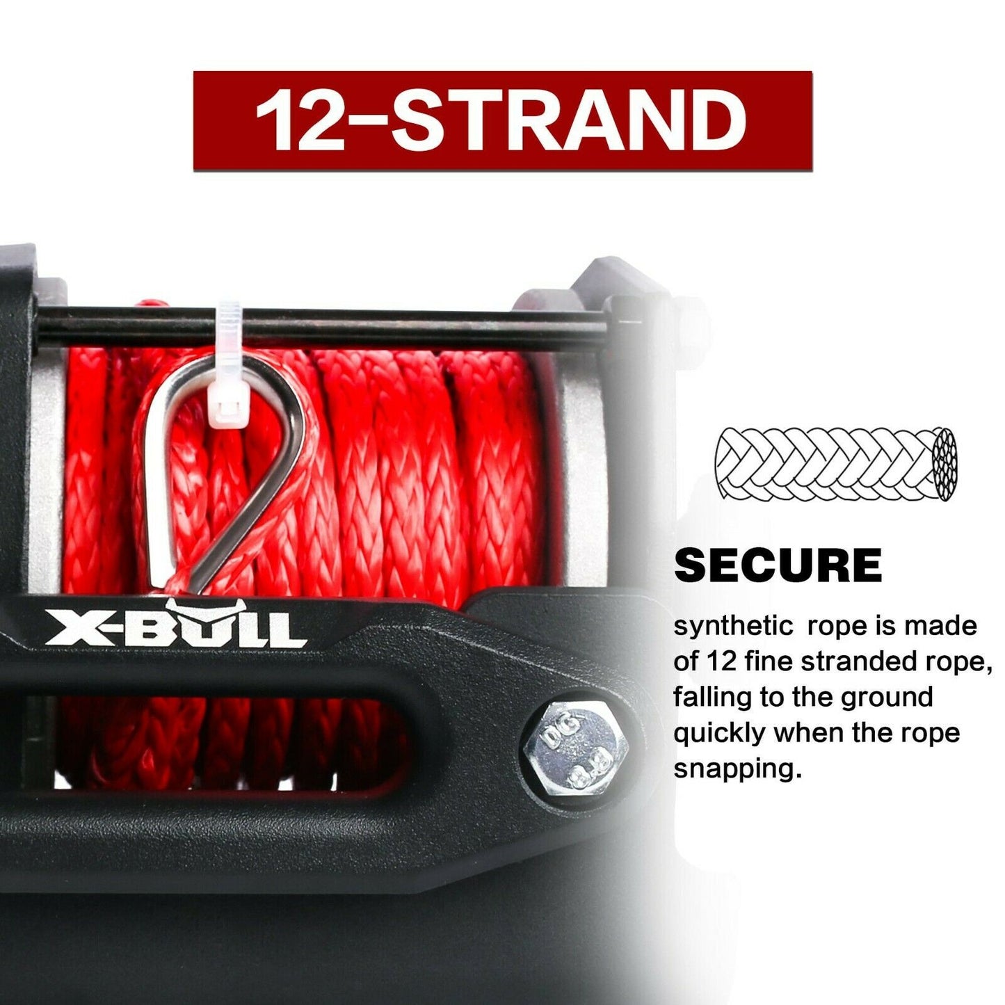 X-BULL Electric Winch Boat 3000LBS 12V Synthetic Rope Wireless Remote ATV UTV