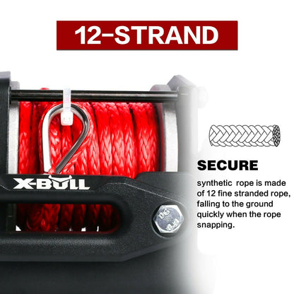 X-BULL Electric Winch Boat 3000LBS 12V Synthetic Rope Wireless Remote ATV UTV