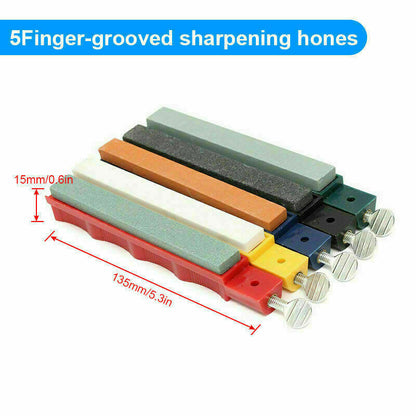 Professional Wide Kitchen Knife Sharpener Fix-angle Sharpening System 5 Stone