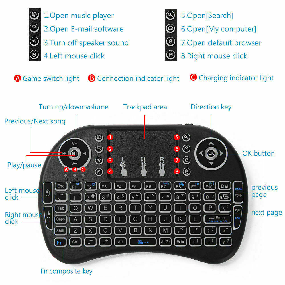 Mini Wireless Keyboard with Touchpad for TV PC android SNU