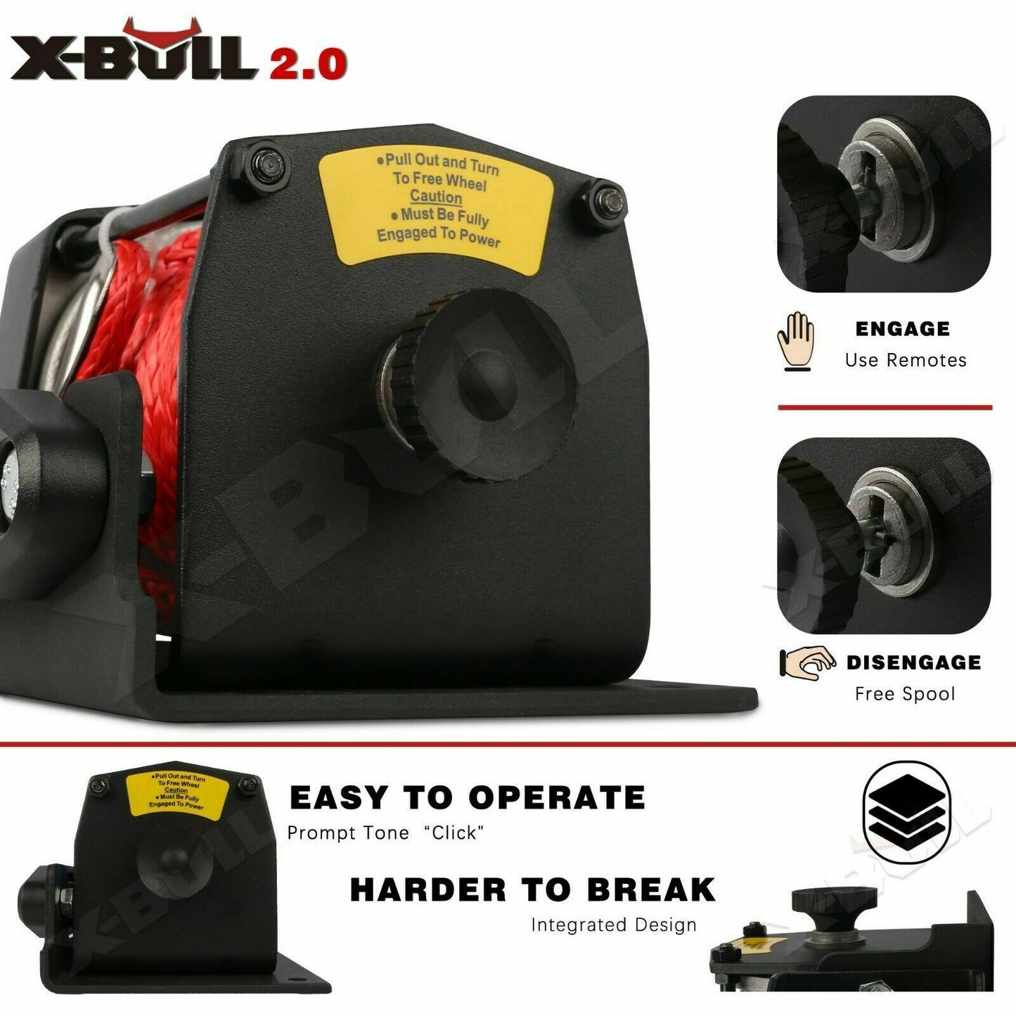 X-BULL Electric Winch Boat 3000LBS 12V Synthetic Rope Wireless Remote ATV UTV