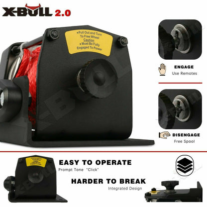 X-BULL Electric Winch Boat 3000LBS 12V Synthetic Rope Wireless Remote ATV UTV