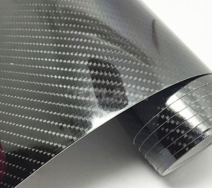 5D 1.52M x 200cm Gloss Black Carbon Fibre Fiber Vinyl Car Wrap Air Release Film