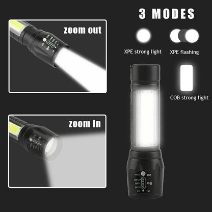 COB LED Mini Flashlight Torch Zoom - salelink.co.nz