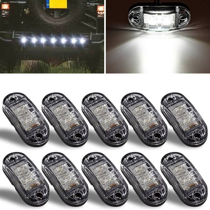 10PCS LED Side Marker White Lights Indicators Trailer Truck RV 12V 24V - salelink.co.nz