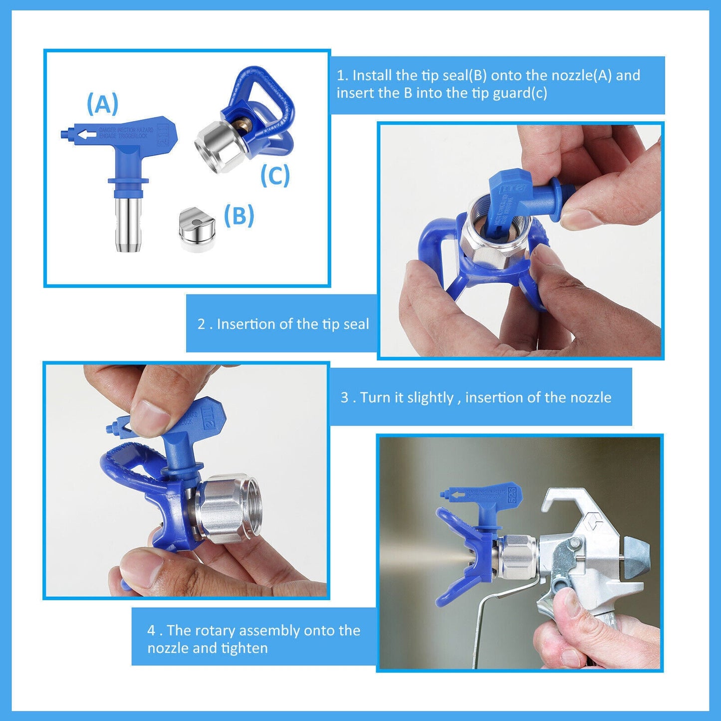 Airless Paint Sprayer Tips Spray Gun Nozzle Filters - salelink.co.nz
