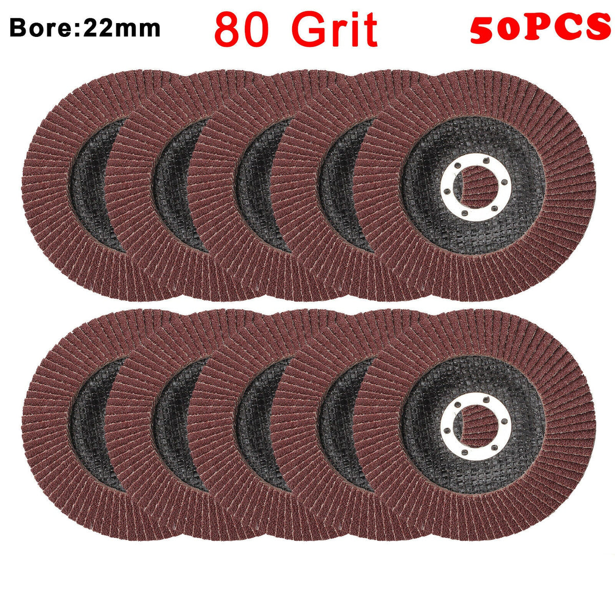 50Pcs Abrasive 5'' 125MM Metal Sanding Flap Disc Angle Grinder 80 Grit - salelink.co.nz