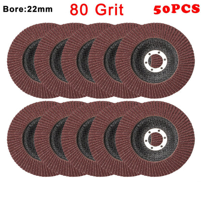 50Pcs Abrasive 5'' 125MM Metal Sanding Flap Disc Angle Grinder 80 Grit - salelink.co.nz