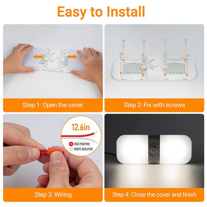 12V-24V 120LED Interior Ceiling Light Dimmable Caravan RV Camper