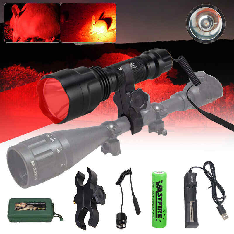 Tactical Red Flashlight Hunting Torch Light Camping Lamp Scope - salelink.co.nz