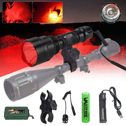 Tactical Red Flashlight Hunting Torch Light Camping Lamp Scope - salelink.co.nz
