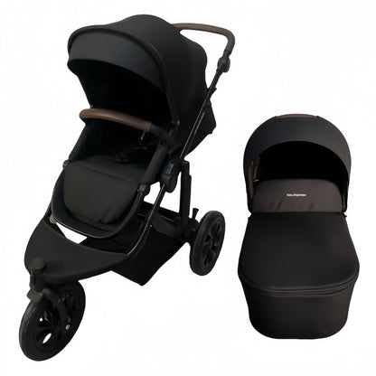 Pre-order Newborn Pram – EasyGo 1+ Three Wheel Stroller with Carrycot (Black) ETA: 31st October 2025